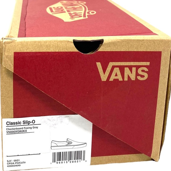 VANS Classic Slip On Check Gray Casual Shoes Canvas Women Size Skate VN000XG8UKX - Picture 10 of 11